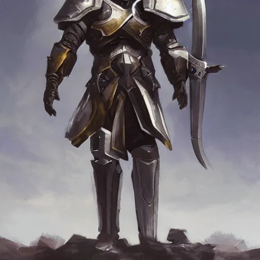 Prompt: armored priest with white armor and a full helmet, by greg rutkowski, in the style of magic the gathering