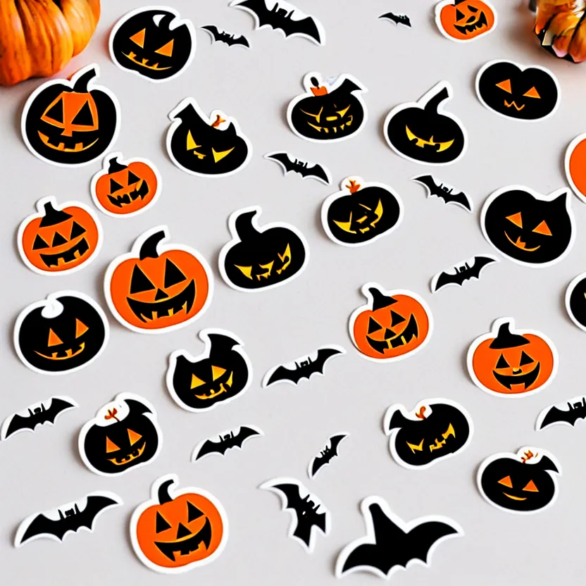 Prompt: cute halloween stickers, adorable, modern trendy clear, 8 k,