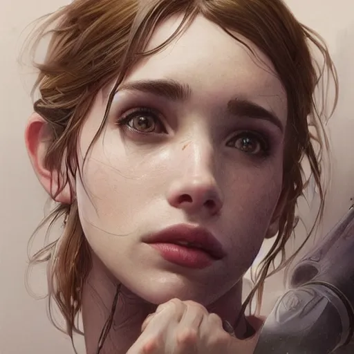 Image similar to ultra realistic illustration, emma roberts from last of us, intricate, elegant, highly detailed, digital painting, artstation, concept art, smooth, sharp focus, illustration, art by artgerm and greg rutkowski and alphonse mucha