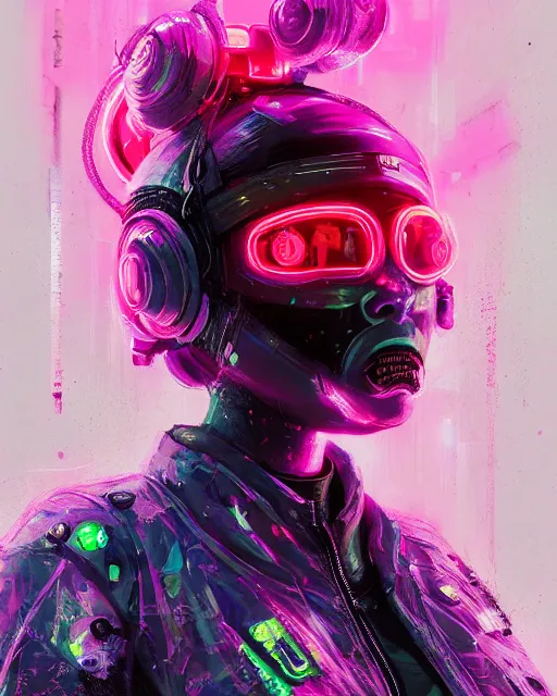 Image similar to detailed full body portrait Neon Operator Girl, cyberpunk futuristic neon, reflective puffy coat, decorated with traditional Japanese ornaments by Ismail inceoglu dragan bibin hans thoma greg rutkowski Alexandros Pyromallis Nekro Rene Maritte Illustrated, Perfect face, fine details, realistic shaded, fine-face, pretty face