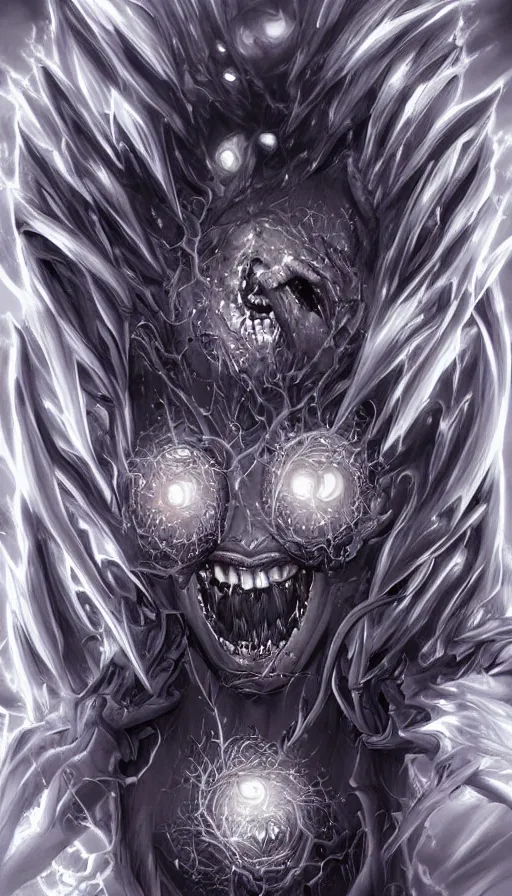 Prompt: a storm vortex made of many demonic eyes and teeth, by artgerm