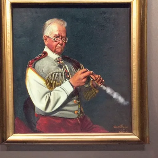 Image similar to Oil painting of Carl XVI Gustav smoking a cigar