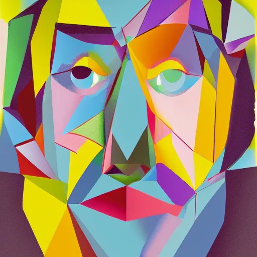 Prompt: a portrait of abstract face with polygon