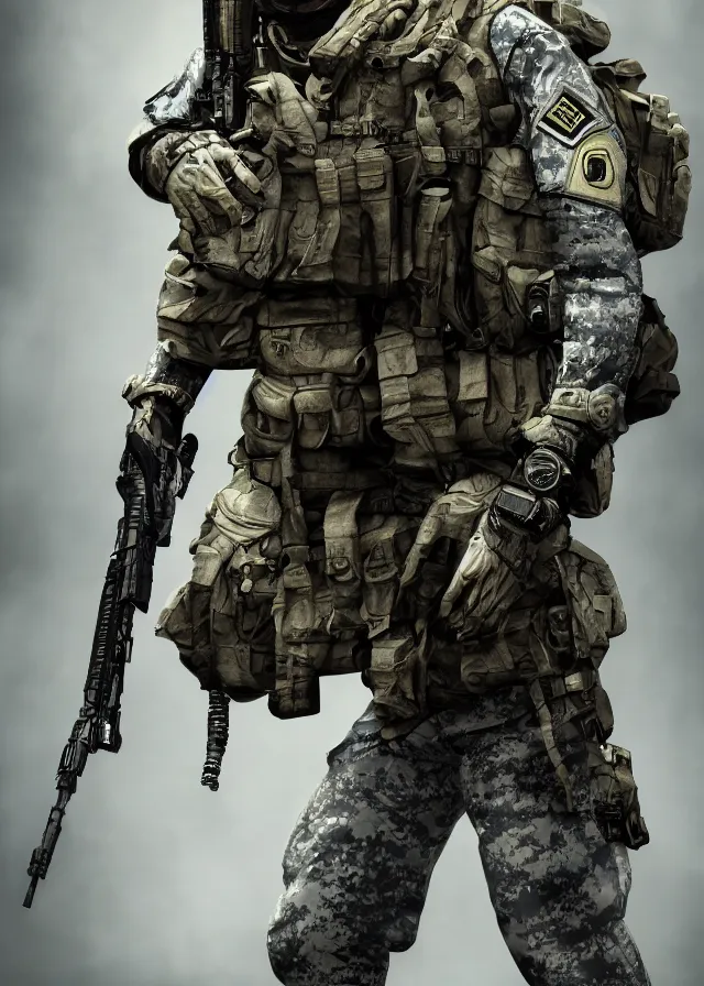 Image similar to special forces soldier in a acronym suit, character concept art, hyperrealistic, aaron beck concept, call of duty, battlefield, octane render, photo realistic