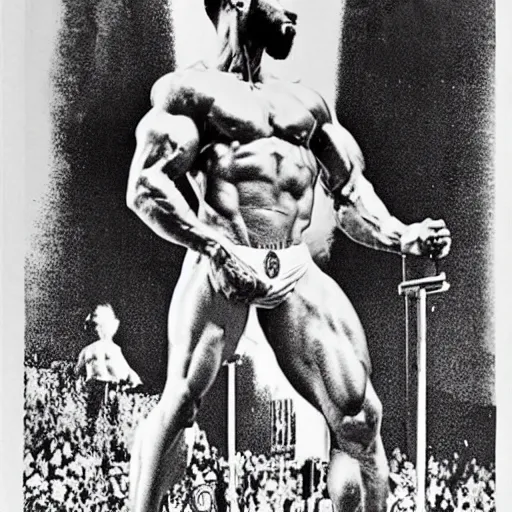 Image similar to jesus winning mr. Olympia