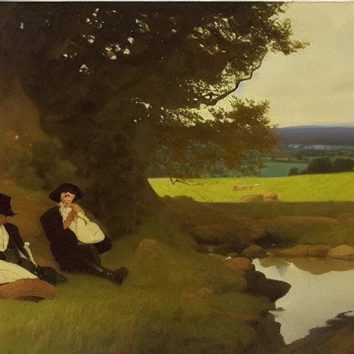 Prompt: scene from barry lyndon. painted by herbert james draper. 1 9 0 0. oil on wood. highly detailed capturing light and scene