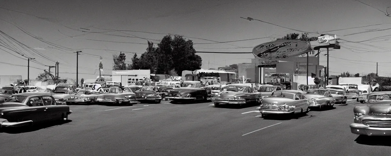 Image similar to 1 9 5 0 s drive in spaghetti movie, in the style of michael kenna, kodachrome,