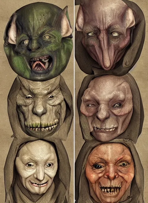 Image similar to medieval goblin faces painted by hieronymus bosch, detailed digital art, trending on Artstation