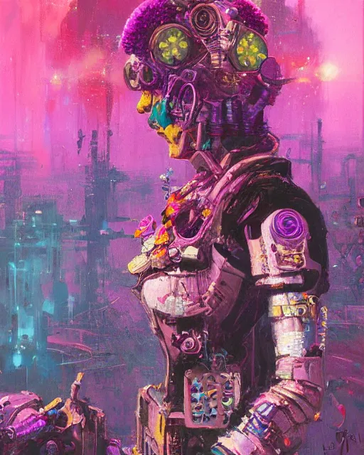 Image similar to flowerpunk portrait of an old cyborg queen victoria by paul lehr