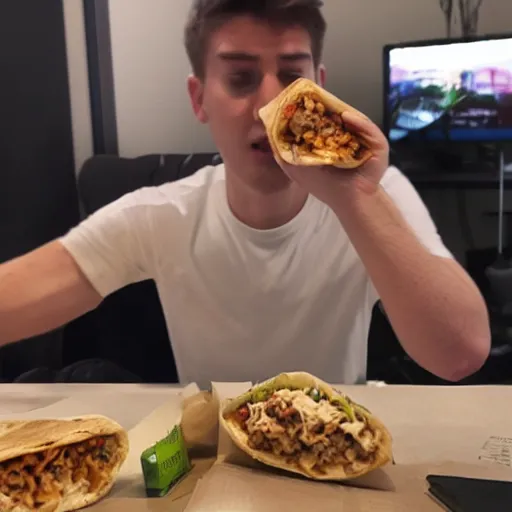Image similar to Twitch Streamer Criken eating a burrito live on stream