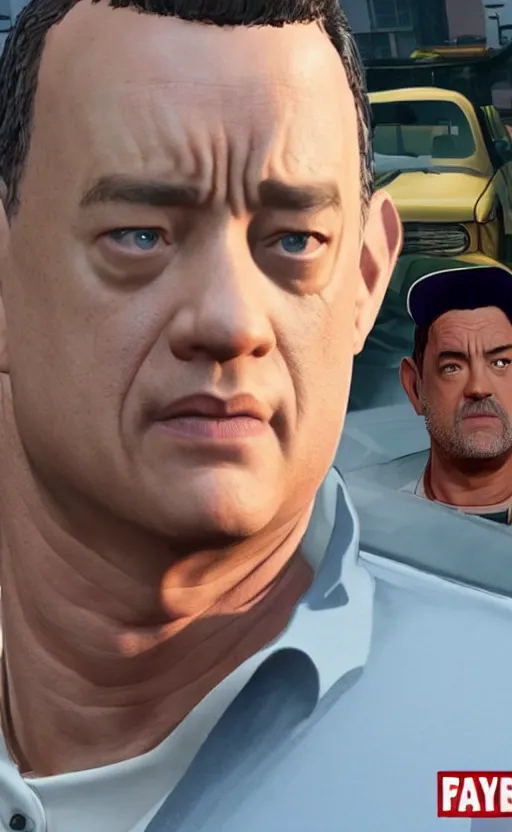 Image similar to tom hanks as a gtav character, detailed