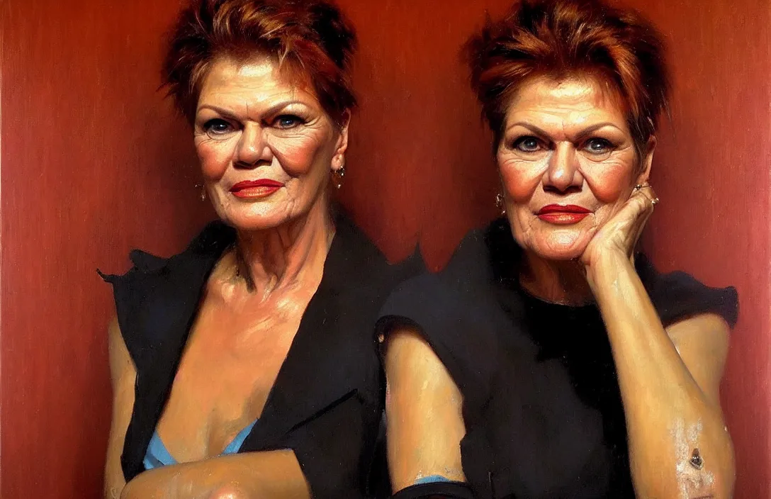 Image similar to portrait of pauline hanson!!!!!!!!!!!!!!!!!!!!!!!!!!!, detailed face, detailed painting, epic lighting, by ilya repin, phil hale and kent williams