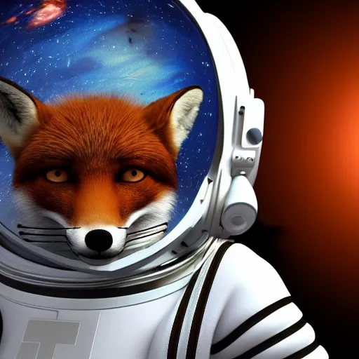 Prompt: a 3 d render of an astronaut in space holding a fox wearing lipstick