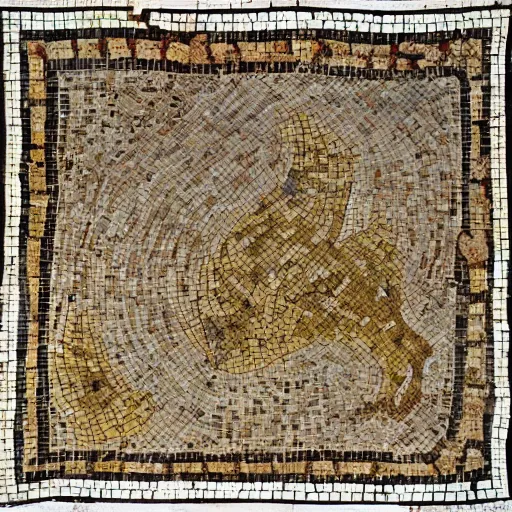 Prompt: medium shot Mosaic depicting D&D map, from Italica, AD 176-275. Archaeological Museum, Seville. Byzantine mosaics, highly detailed, HQ, HD, beautiful, National Geographic,