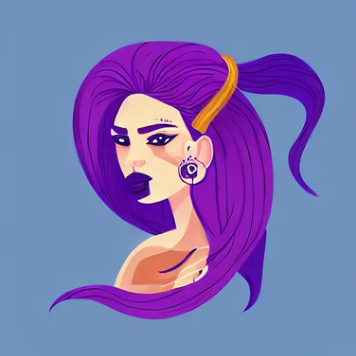 Prompt: beautiful female warrior with long purple hair, sticker, highly detailed, colorful, illustration, smooth and clean vector curves, no jagged lines, vector art, smooth