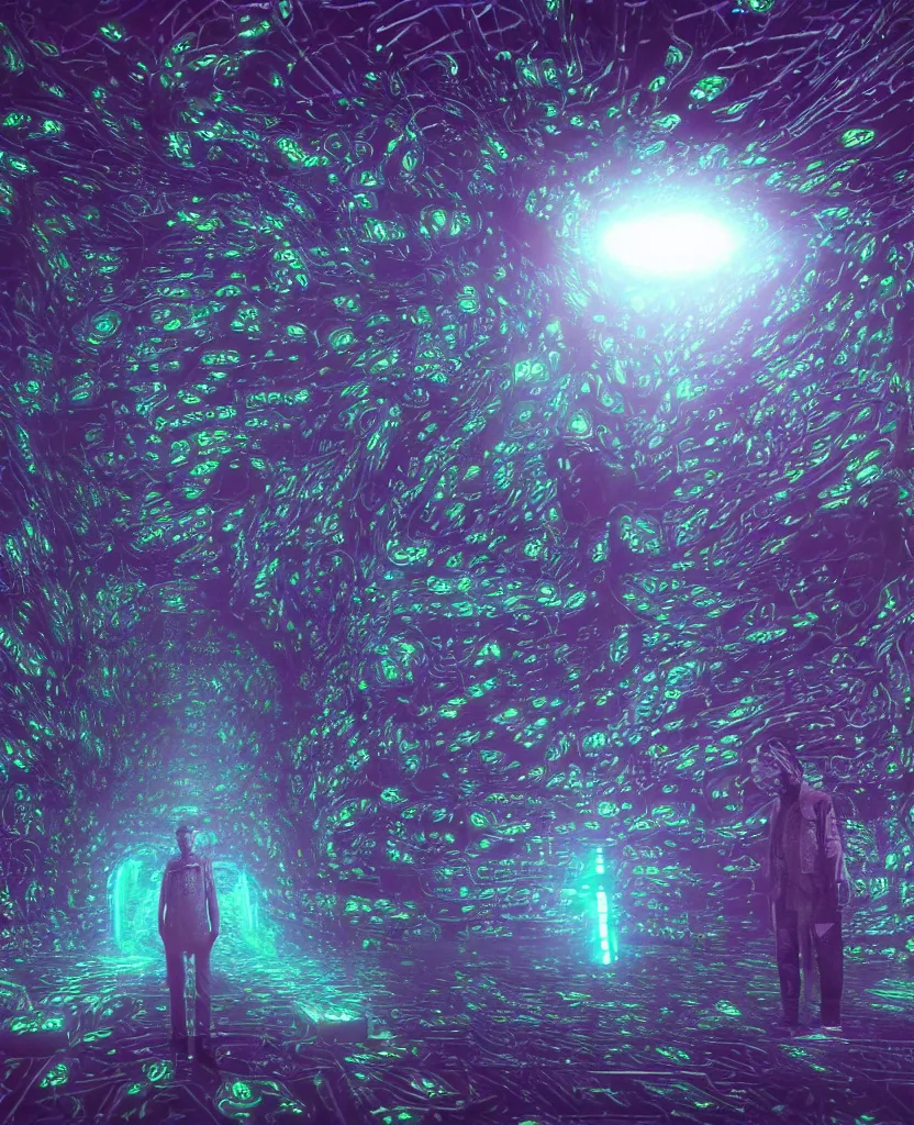 Image similar to trapped in my conscious, sky falling, look me inside of my eyes, computer code, matrix background, transparent holographic being, holographic, bioluminiscent creatures, intricate artwork by beeple. octane render, trending on artstation, greg rutkowski very coherent symmetrical artwork. cinematic, hyper realism, high detail, octane render, 8 k