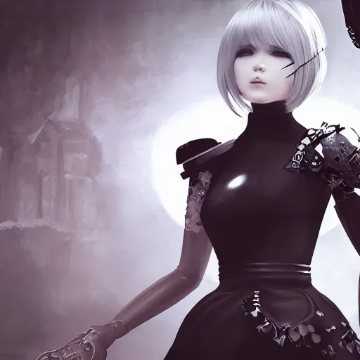 Prompt: Trump as 2B nier automata, intricate, elegant, highly detailed, digital painting, 4k, HDR, concept art, smooth, sharp focus, illustration,