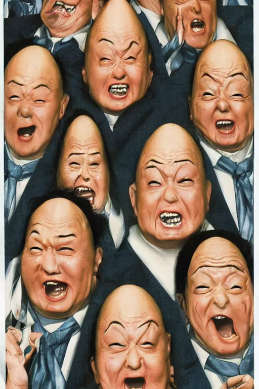 Image similar to coneheads, japanese vhs cover art, detailed facial expressions