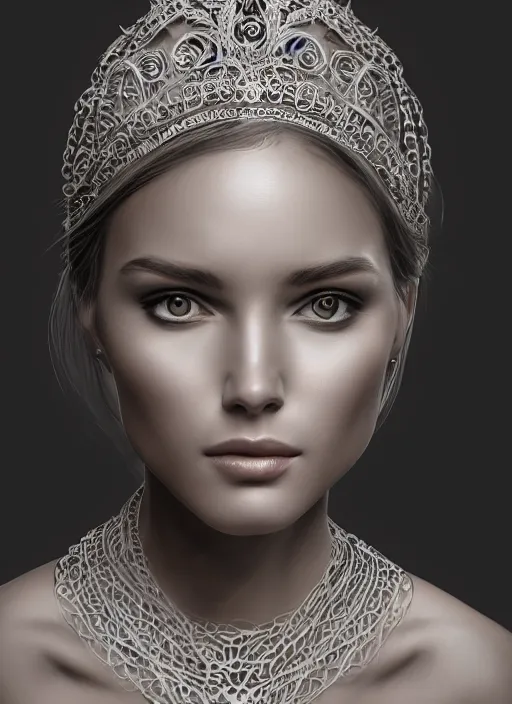 Image similar to portrait of the most beautiful woman in the world, intricate, elegant, highly detailed, photorealistic, trending on artstation, digital art