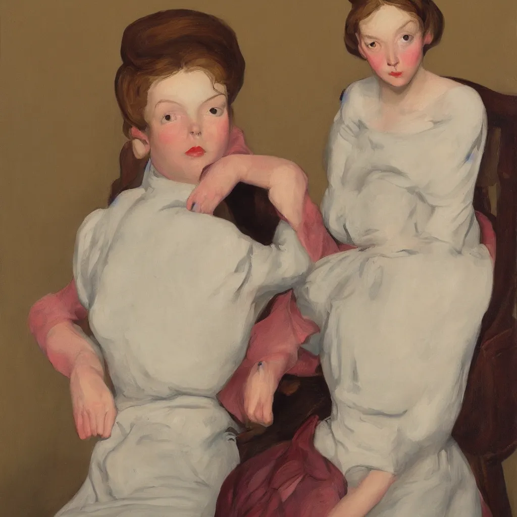 Image similar to girl painted in the style of John Currin