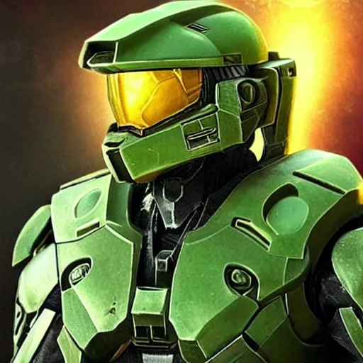 Image similar to “ master chief from the game halo, smoking weed with a joint in his mouth, enjoying the weed. ”