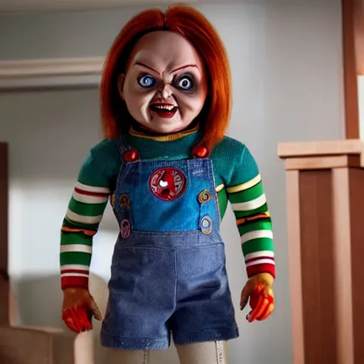 Image similar to female chucky the killer doll standing in the room