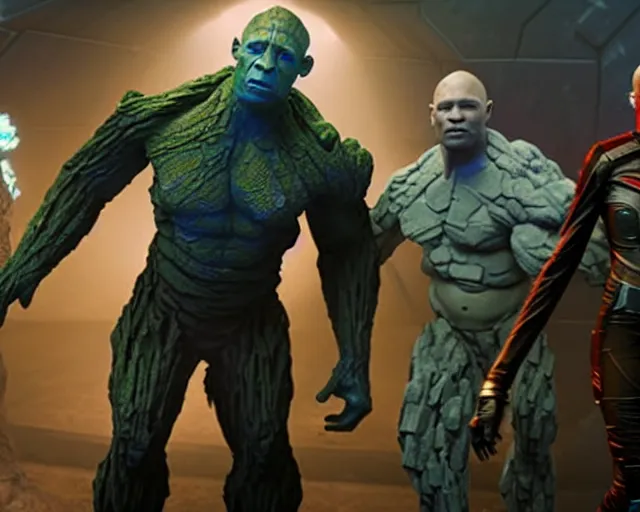 Image similar to the rock as a stone golem, space mercenary, still from the movie guardians of the galaxy