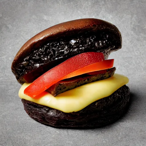 Image similar to a photo of a black hamburger