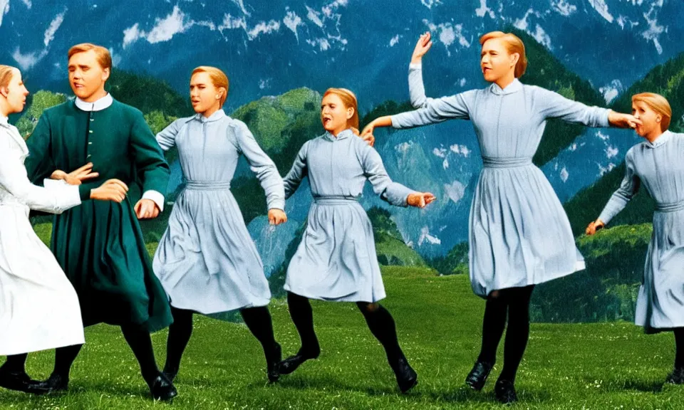 Image similar to Sound of music movie but in the future