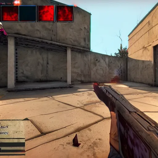 Prompt: dead by daylight survivor in a csgo game on dust 2