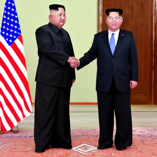Image similar to Joe Biden shaking hands with Kim Jong Un