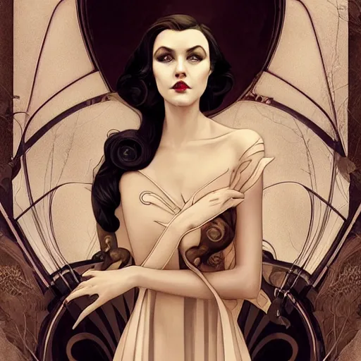 Prompt: an art nouveau, ( streamline moderne ) portrait in the style of anna dittmann and charlie bowater and loish. very large, clear, expressive, and intelligent eyes. symmetrical, centered, ultrasharp focus, dramatic lighting, photorealistic digital matte painting, intricate ultra detailed background.