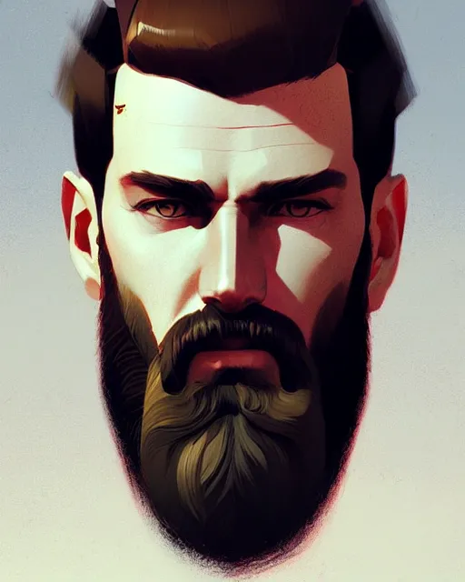 Prompt: a bearded man side part fade, sci - fi mechanical parts digital painting by ilya kuvshinov greg rutkowski wlop james j