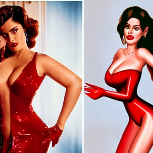 Image similar to Salma Hayek as Jessica Rabbit