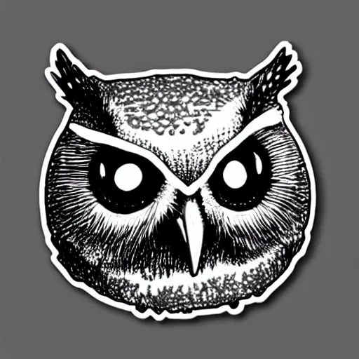 Prompt: !!! sticker!!! close - up anthropomorphic owl wearing a hoodie,