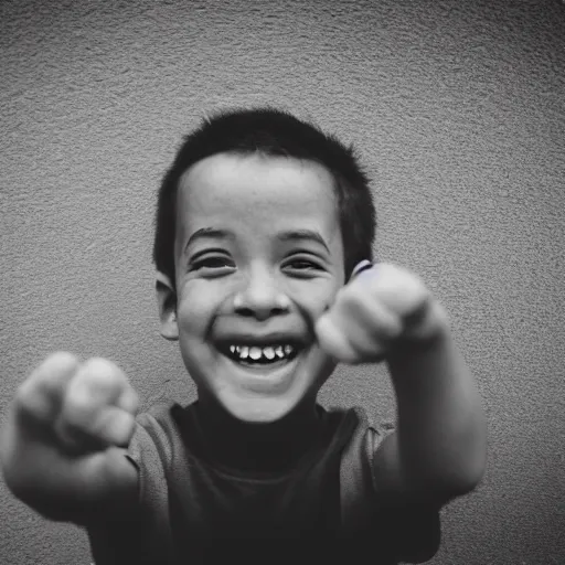 Prompt: happy world 50mm award winning photo of a person being happy dramatic photo, emotional, laughter and glee, inspiration, beautiful photography, cinematic, close up,