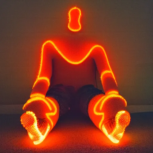 Image similar to giant orange colored glowing humanoid