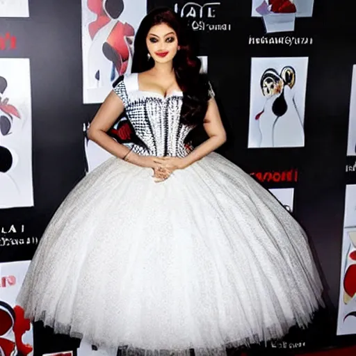 Image similar to aishwarya rai bachchan as alice in wonderland wearing a white dress