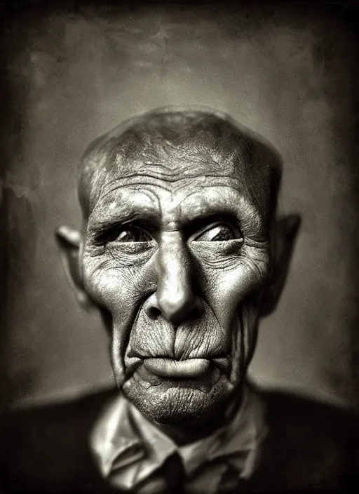 Image similar to handsome anthropomorphic mangle by lee jeffries, gelatin silver process