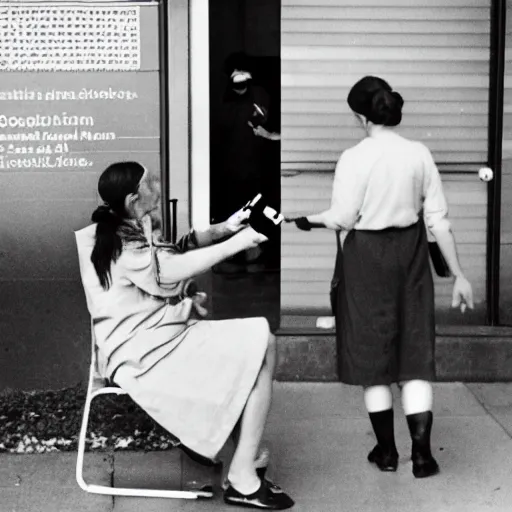 Image similar to a nurse smoking a cigarette outside a hospital during their break