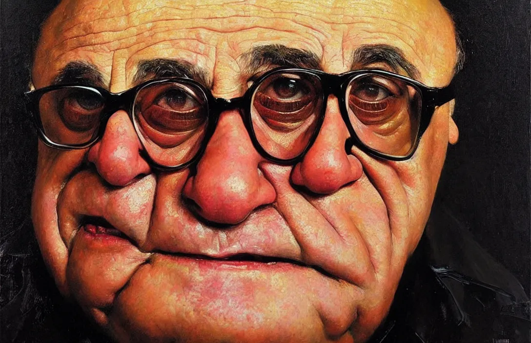 Prompt: portrait of danny devito!!!!!!!!!!!!!!!!!!!!!!!!!!!, detailed face, detailed painting,, epic lighting, by ilya repin, phil hale and kent williams