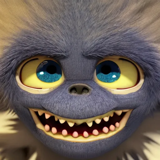 Prompt: A terrified adorable cute child-sized anthropomorphic monster with blue fur,wearing a red back pack,standing in front of a preschool classroom,Studio Ghibli,mastery of color grading and detail,insanely detailed and intricate,hyper realistic octane 3D,golden Ratio,ArtStation,ultra high quality,hires textures,detailed real expression on every face,photoreal UHD 8K,dramatic pixar render,wide shot