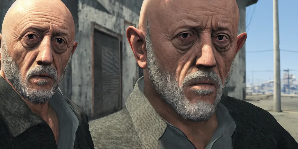 Image similar to mike ehrmantraut from breaking bad played by actor jonathan banks in gta v, cover art by stephen bliss, boxart, loading screen, 8 k resolution