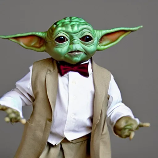 Image similar to baby yoda wearing a suit and tie