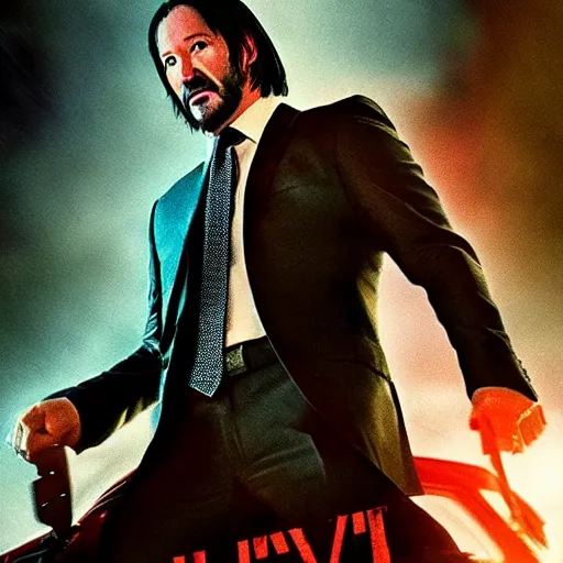 Prompt: A movie poster for the upcoming film 'John Wick 5: John Wick Fights Godzilla'(2022)