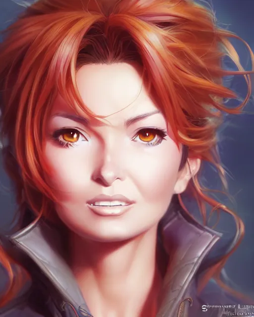 Image similar to anime portrait of Shania Twain by Stanley Artgerm Lau, WLOP, Rossdraws, James Jean, Andrei Riabovitchev, Marc Simonetti, and Sakimichan, trending on artstation