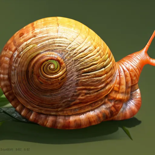 Prompt: photorealistic rendering of a snail smiling, 4 k