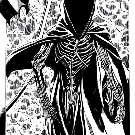 Image similar to a skeleton in black cloak by Alan Davis