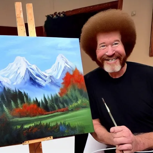 Prompt: bob ross painting a picture of elon musk