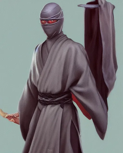 Image similar to a oil painting full body character portrait of a ninja / cleric in the style of moebius in the style of leonard boyarsky trending on artstation deviantart pinterest furaffinity detailed photorealistic highlights and shadow hd 8 k post - processing high resolution